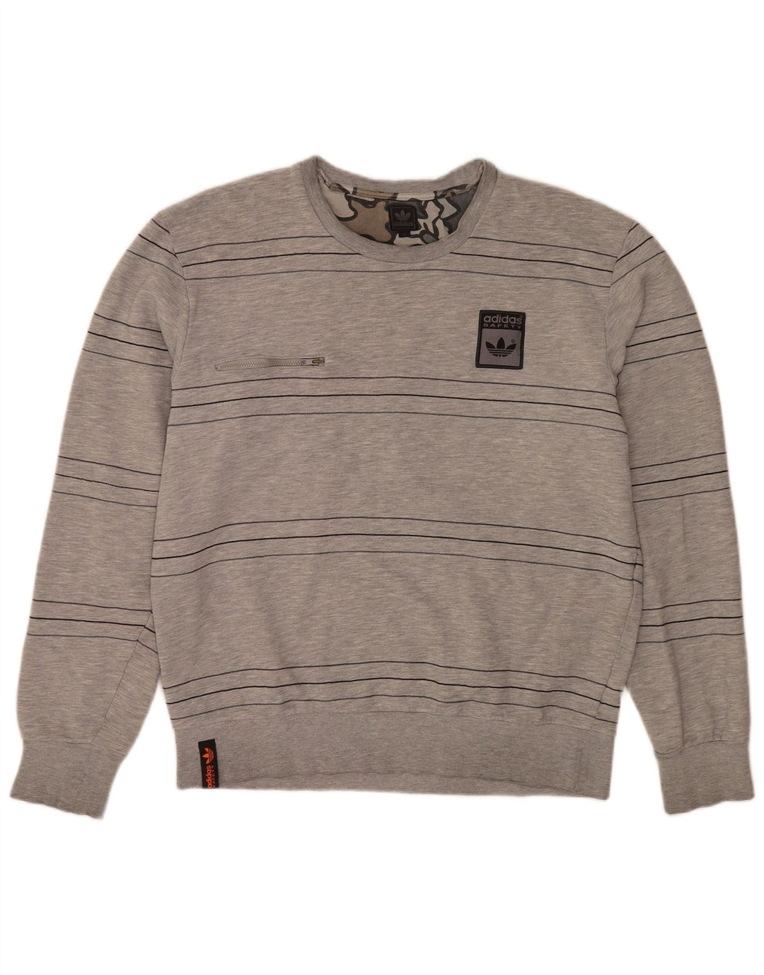 Bluza męska Adidas, duża, szara, bawełniana w paski