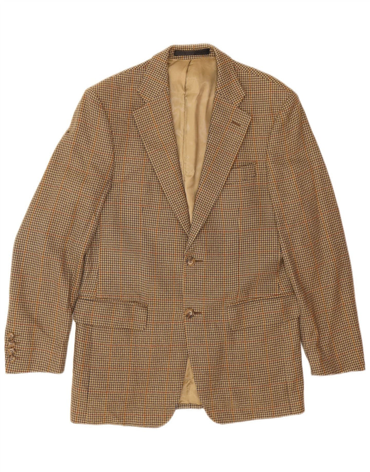 Marks & Spencer Męska marynarka zapinana na 2 guziki UK 36 Small Beige Houndstooth