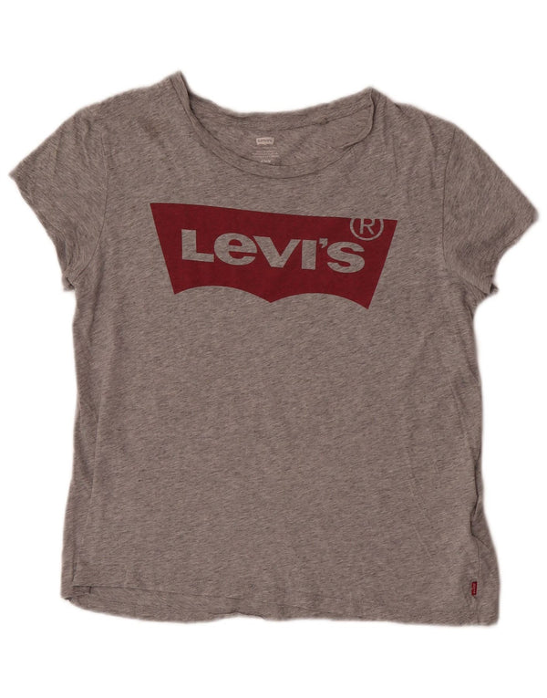 Damska koszulka z grafiką Levi's Top UK 14 Średnioszara bawełna z plamkami