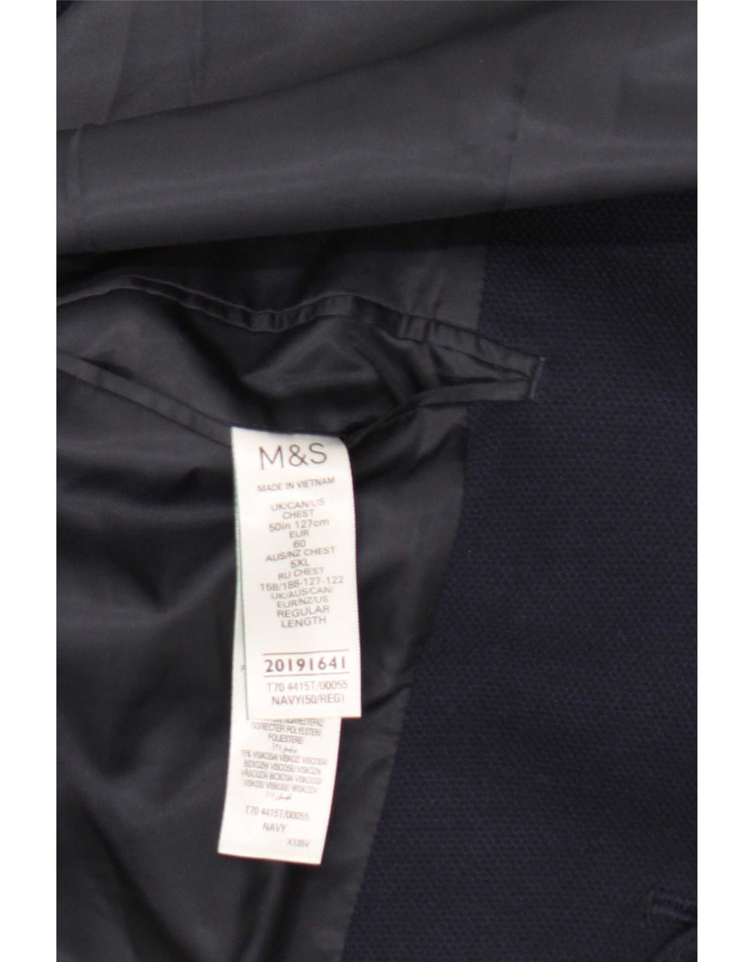 Marks & Spencer Męska marynarka zapinana na 2 guziki UK 50 5XL Granatowa, poliamidowa