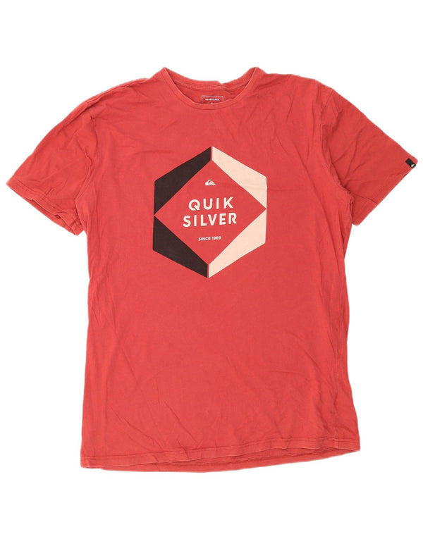 Quiksilver Mens Regular Fit Graphic T-Shirt Top Large Red Cotton