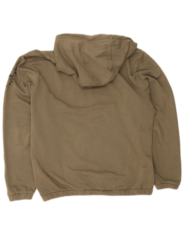 Męski sweter z kapturem Fila z grafiką, średniej wielkości khaki, bawełniany z blokami kolorów
