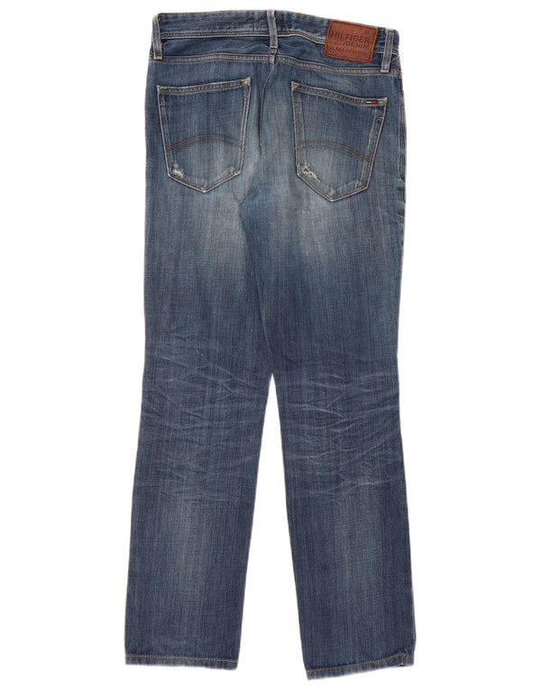 TOMMY HILFIGER Męskie proste dżinsy w trudnej sytuacji W30 L32 Niebieska bawełna