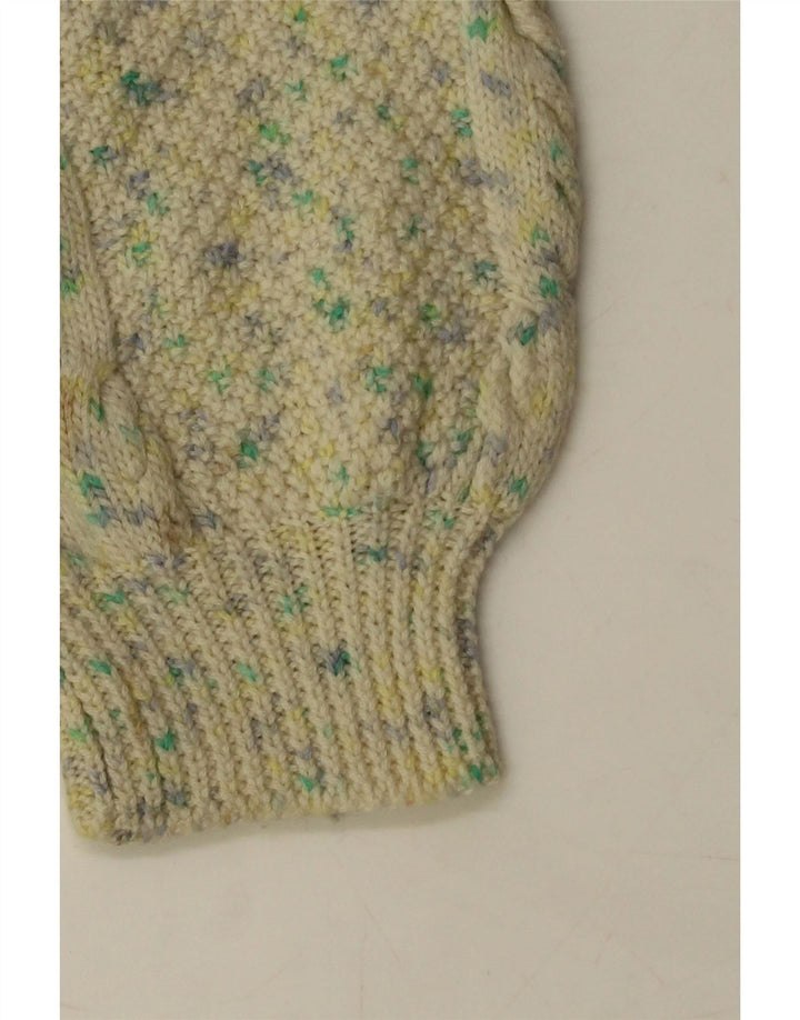 Sweter damski VINTAGE z dekoltem w kształcie litery V, UK 18 XL, beżowy, nakrapiany