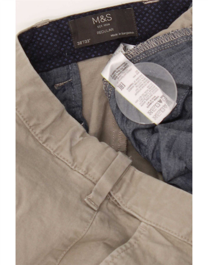 Męskie spodnie typu chino Regular Marks & Spencer W38 L33 Szara bawełna