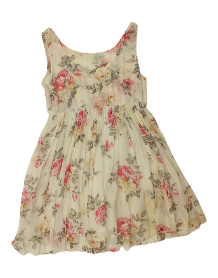 Onyksowa damska sukienka o linii A bez rękawów UK 12 Średnia złamana biel w kwiaty