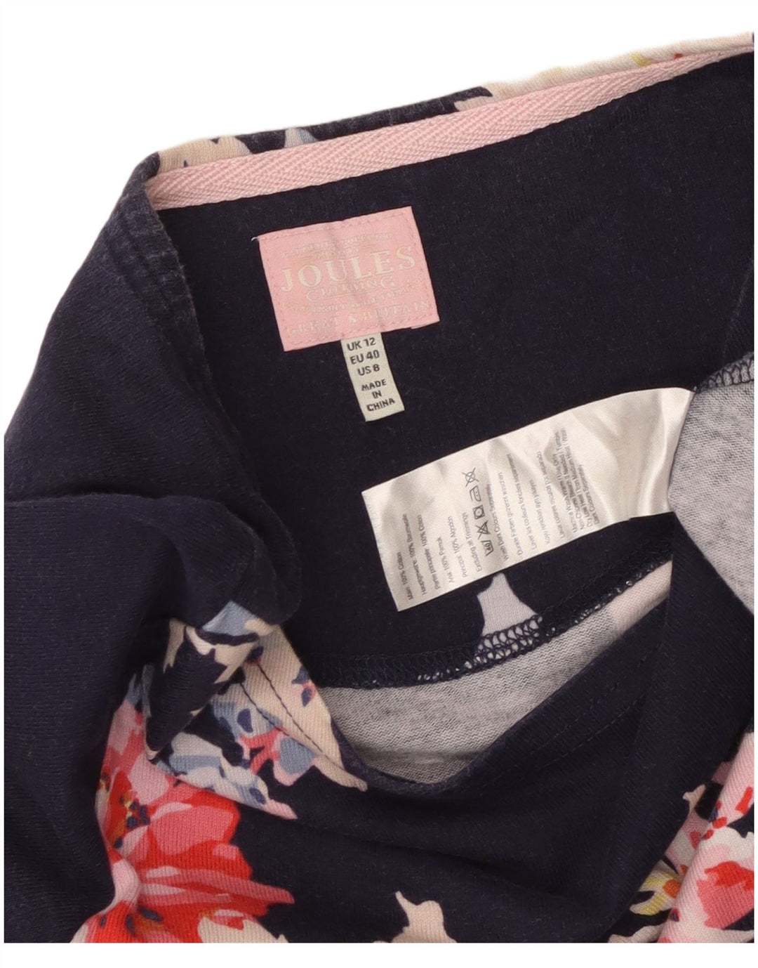 Damska sukienka płaszczowa JOULES UK 12 Średni granatowy, bawełniany w kwiaty