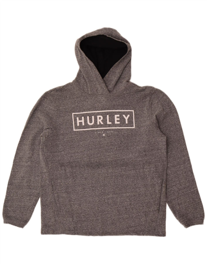 Męski sweter z kapturem Hurley z grafiką, duży, szary, bawełniany