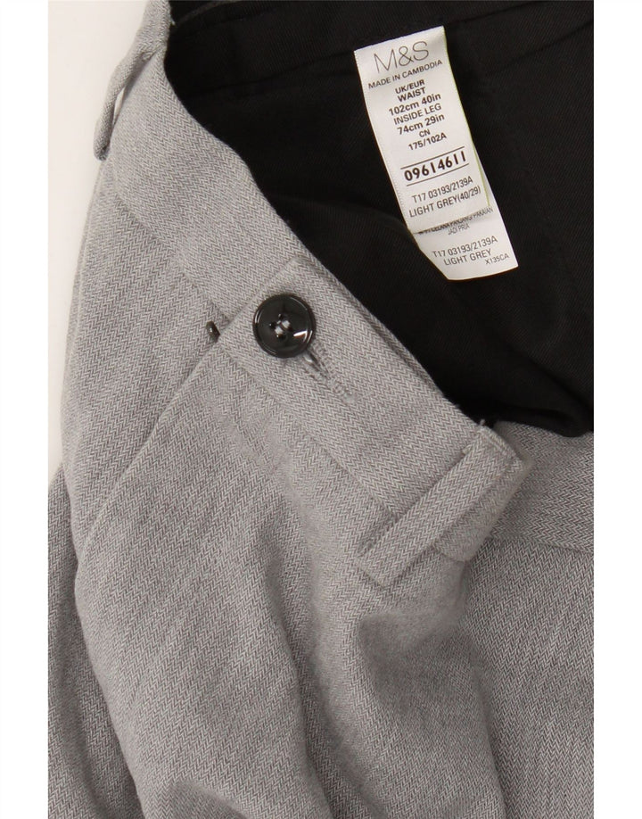 Marks & Spencer Męskie proste spodnie chino W40 L29 Szara bawełna