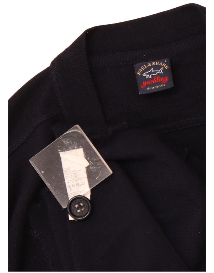 PAUL & SHARK Męski sweter rozpinany, duży, granatowy, wełniany