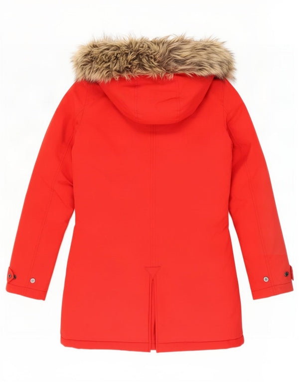 Damska kurtka parka z kapturem Penn-Rich Woolrich UK 6 XS, czerwona bawełna