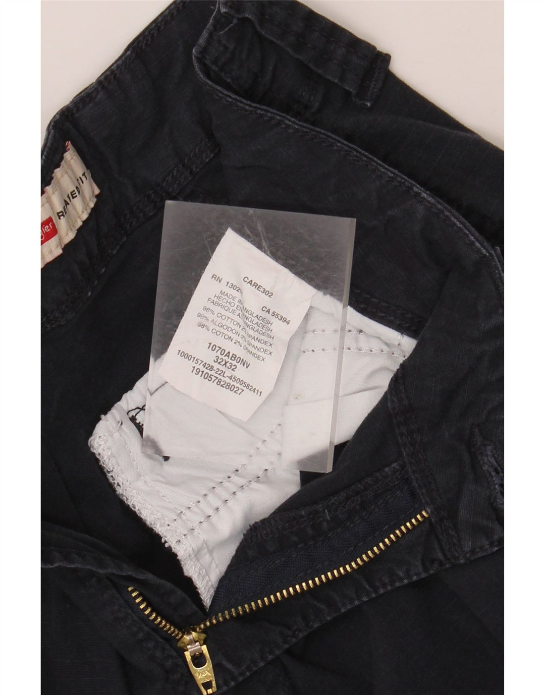 Męskie spodnie cargo WRANGLER o swobodnym kroju W32 L32 Granatowa bawełna