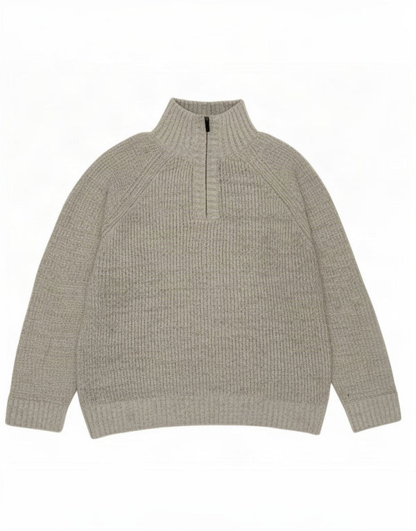 Marks & Spencer Męski sweter z zamkiem błyskawicznym, średnioszary, akrylowy