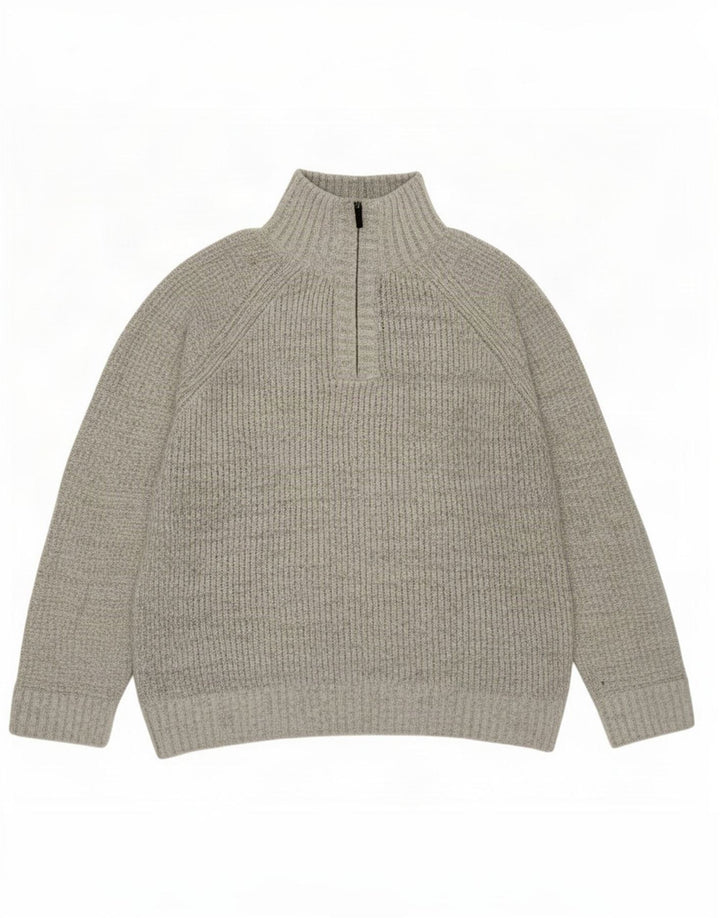 Marks & Spencer Męski sweter z zamkiem błyskawicznym, średnioszary, akrylowy