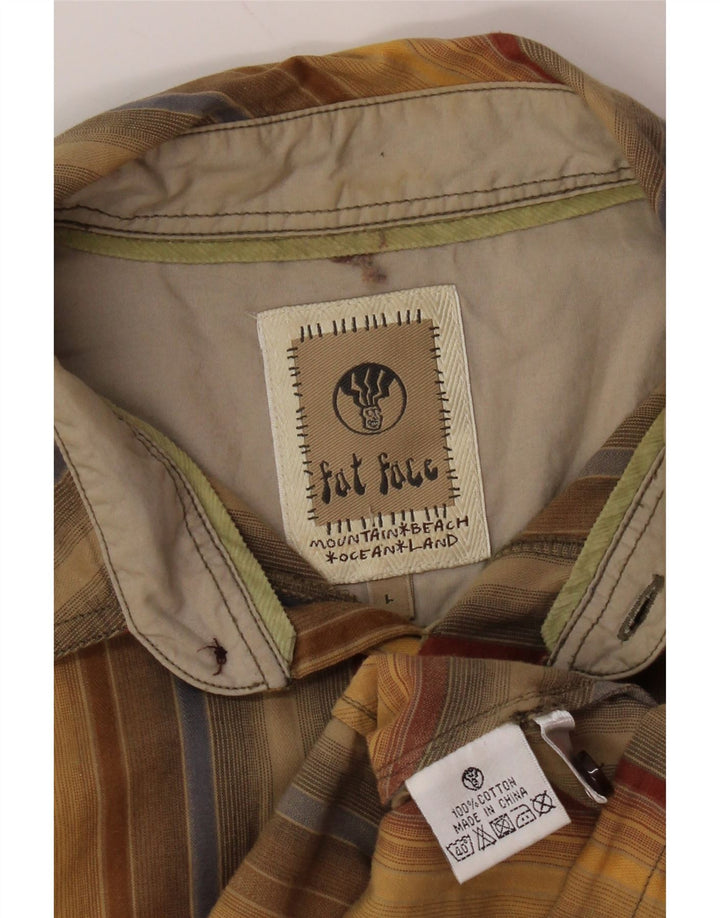 Koszula męska z krótkim rękawem FAT FACE, duża, bawełniana w żółte paski