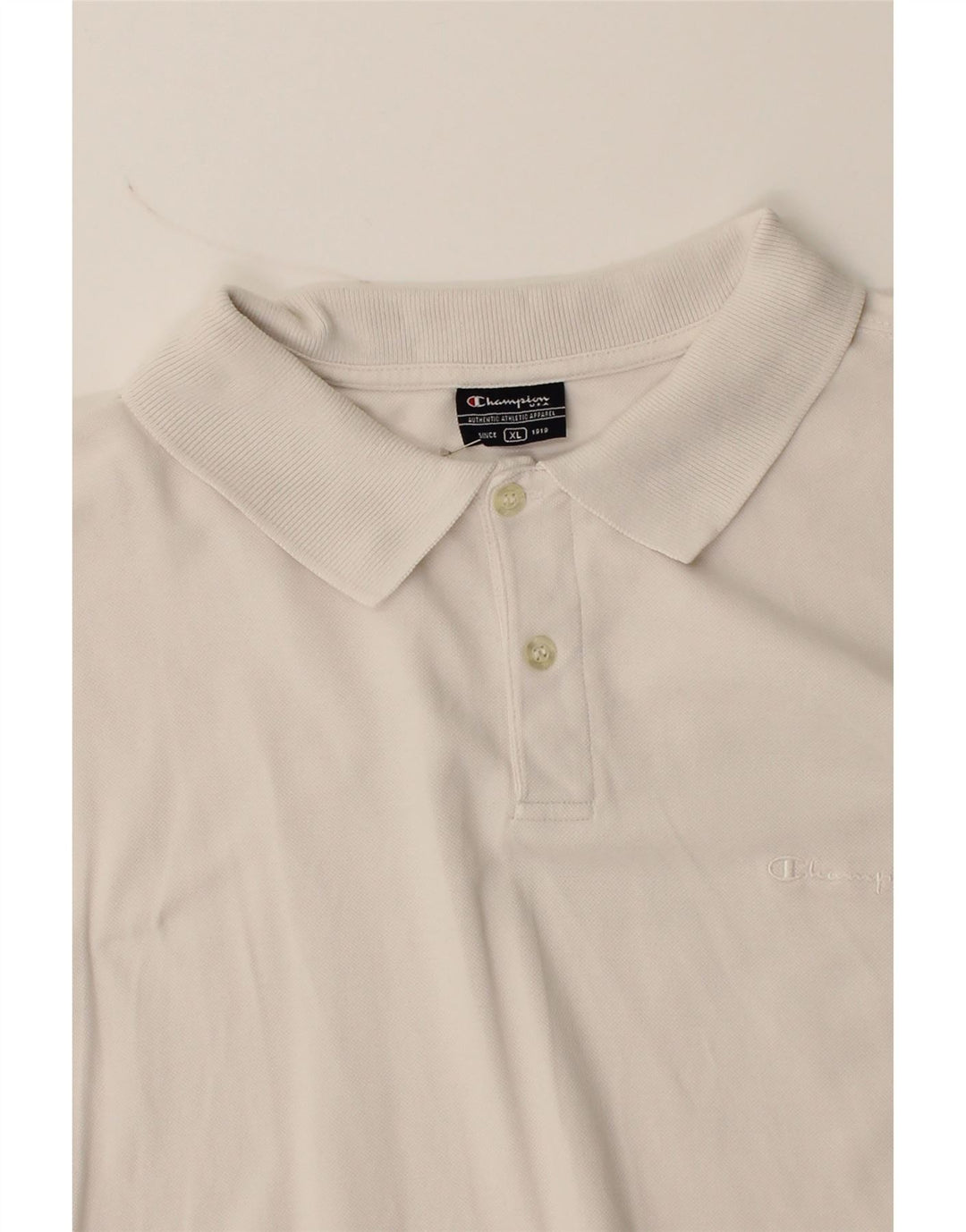 CHAMPION Mens Polo Shirt XL White Cotton Vintage Champion and Second-Hand Champion from Messina Hembry 