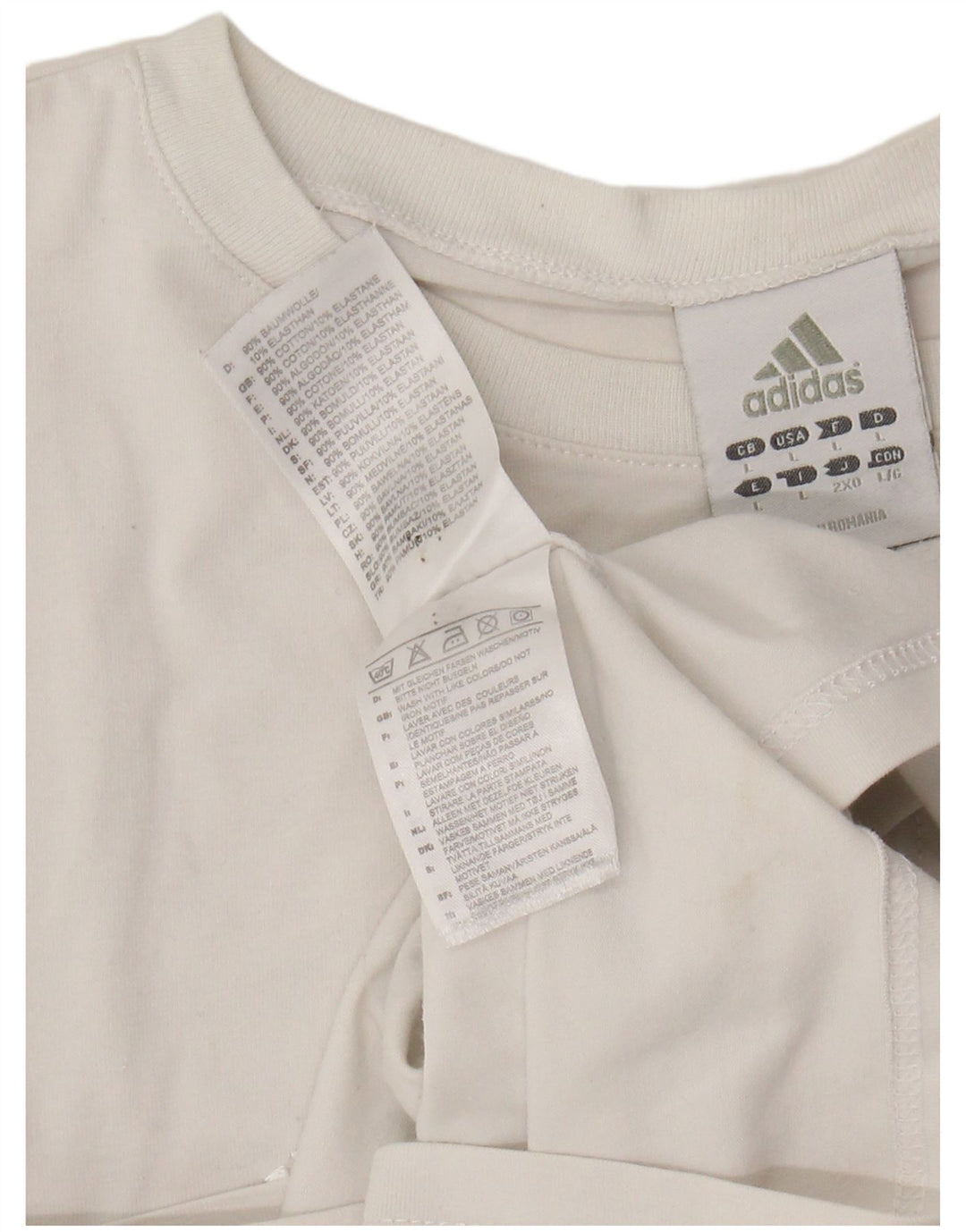 T-shirt damski ADIDAS Top UK 14, duży, bawełniany w kolorze złamanej bieli