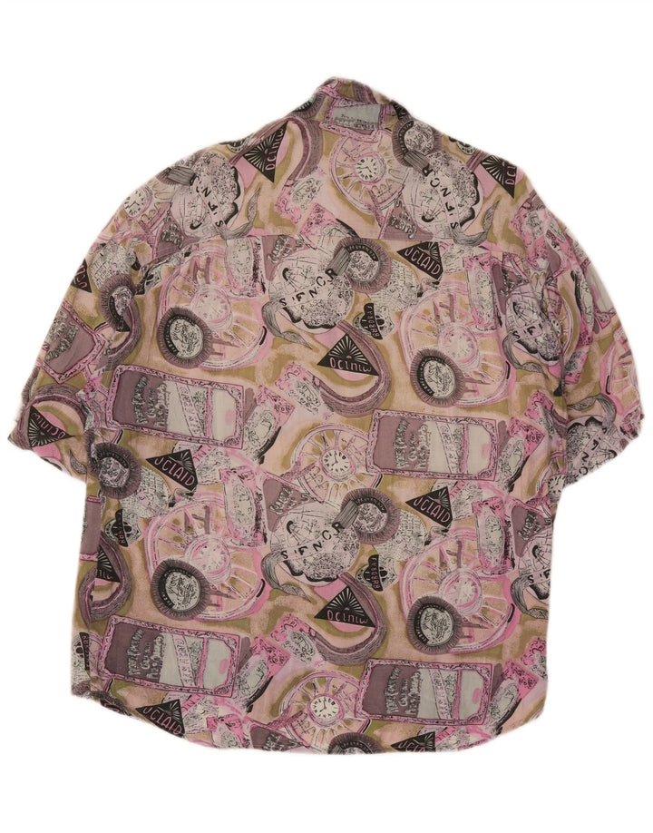 Koszula męska z krótkim rękawem w stylu vintage, abstrakcyjny wzór, średnia, wielobarwna