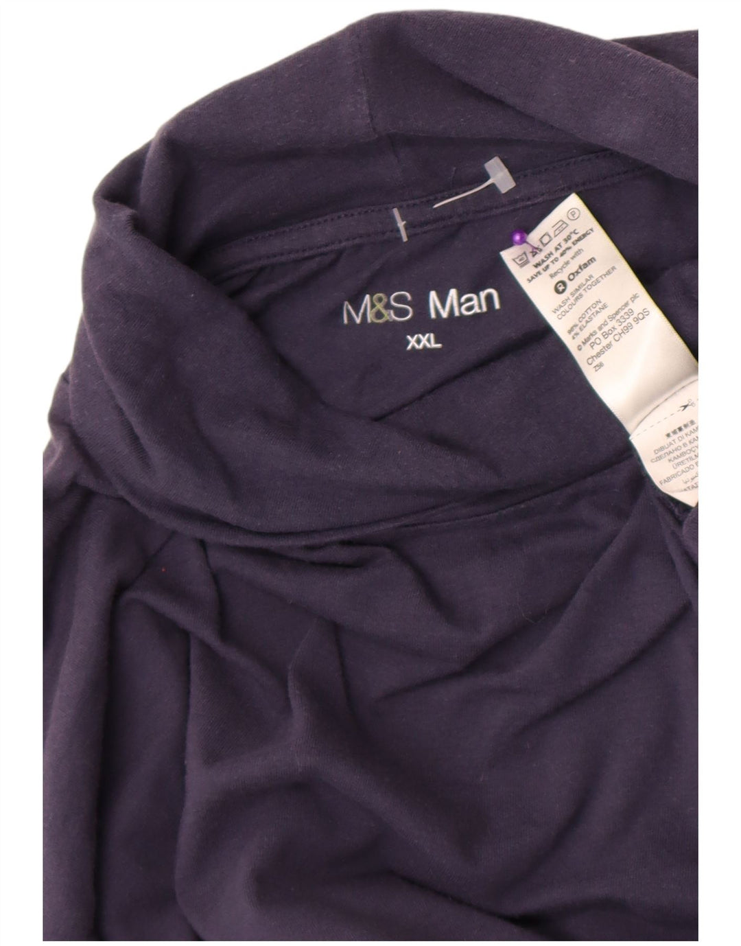 Marks & Spencer Męski top z długim rękawem, 2XL, granatowy, bawełniany