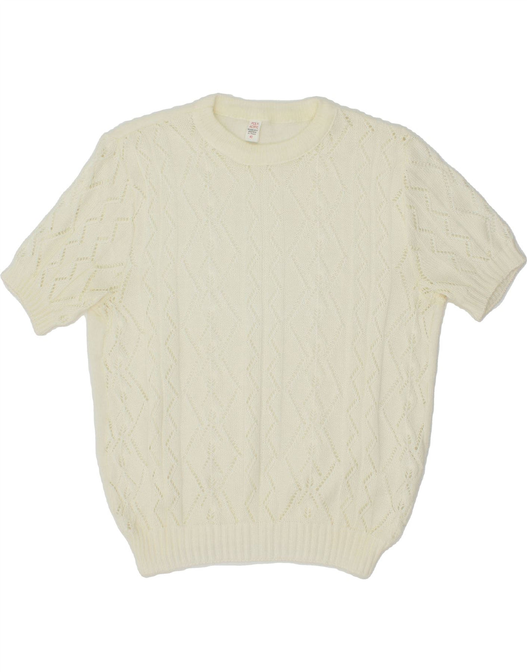 VINTAGE Womens Crew Neck Jumper Sweater EU 40 Medium Off White Polyacrylic Vintage Vintage and Second-Hand Vintage from Messina Hembry 