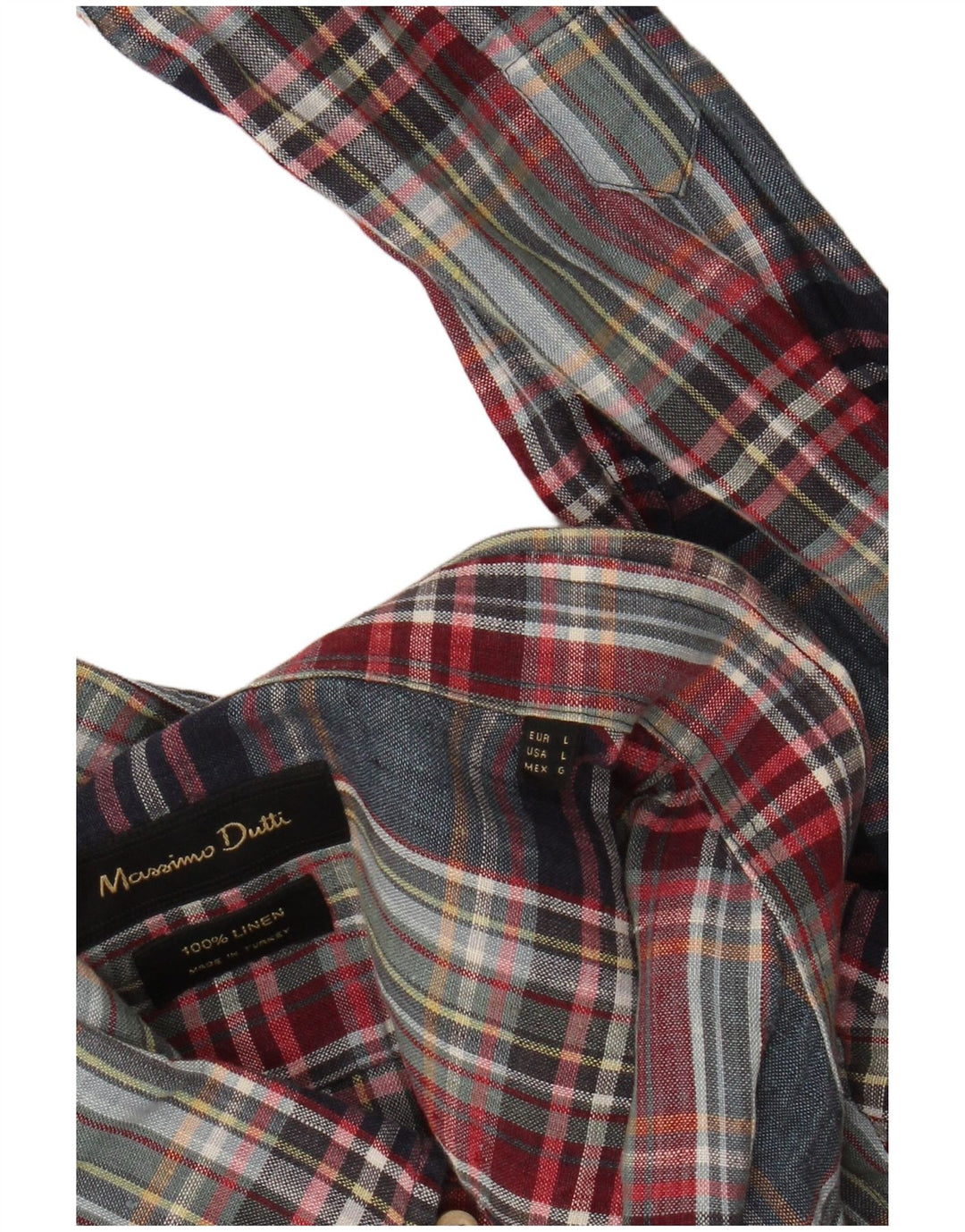 Koszula męska Massimo Dutti, duża, wielobarwna lniana krata