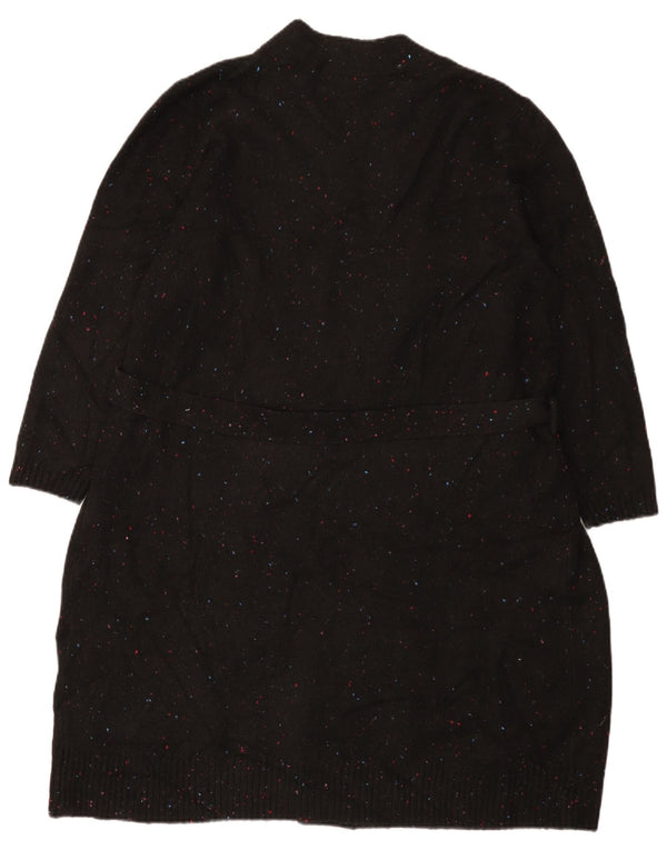 Marks & Spencer Damski długi sweter kardigan UK 16, duży, czarny, nakrapiany