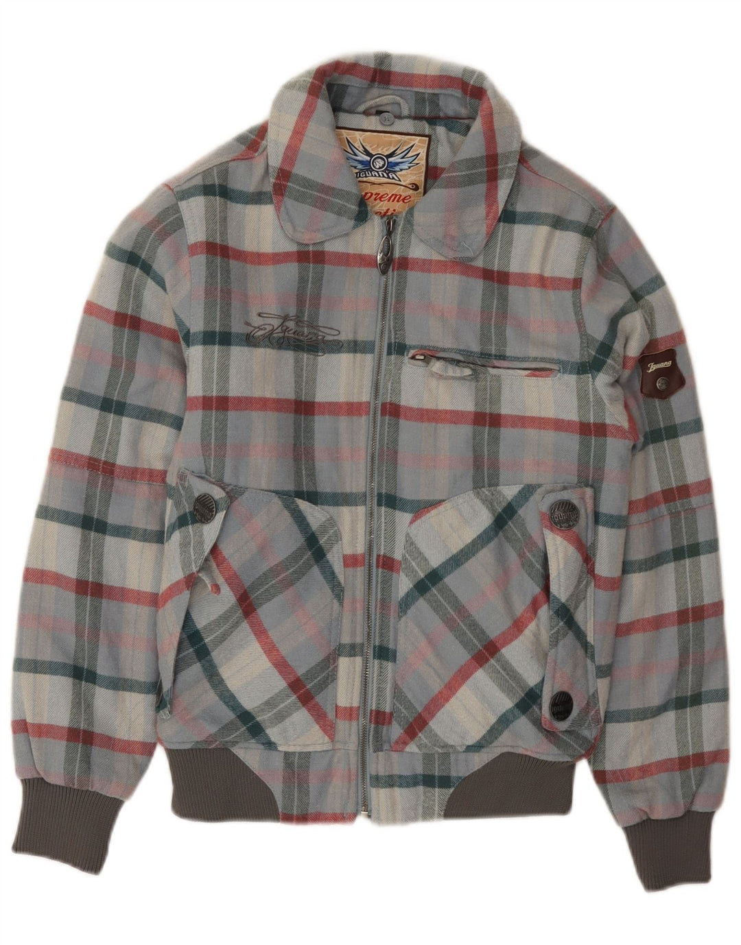 Męska kurtka bomberka Iguana UK 34 XS Szara wełniana krata