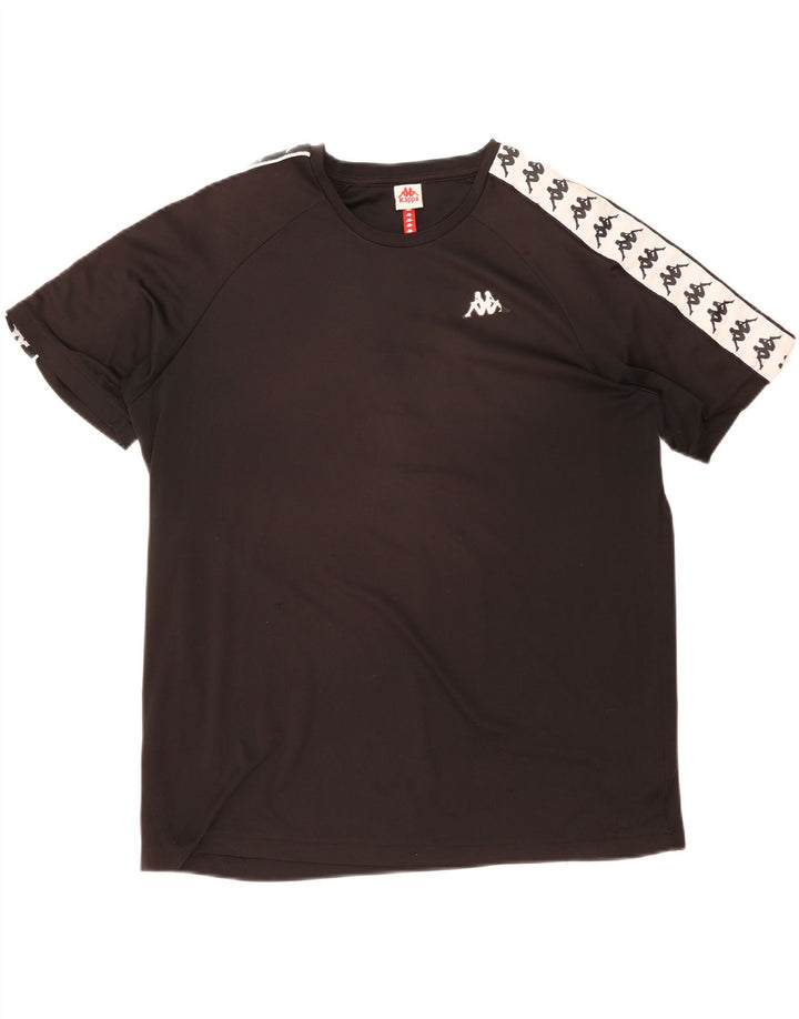 Męska koszulka z grafiką Kappa Top 2XL Czarny poliester z blokami kolorów