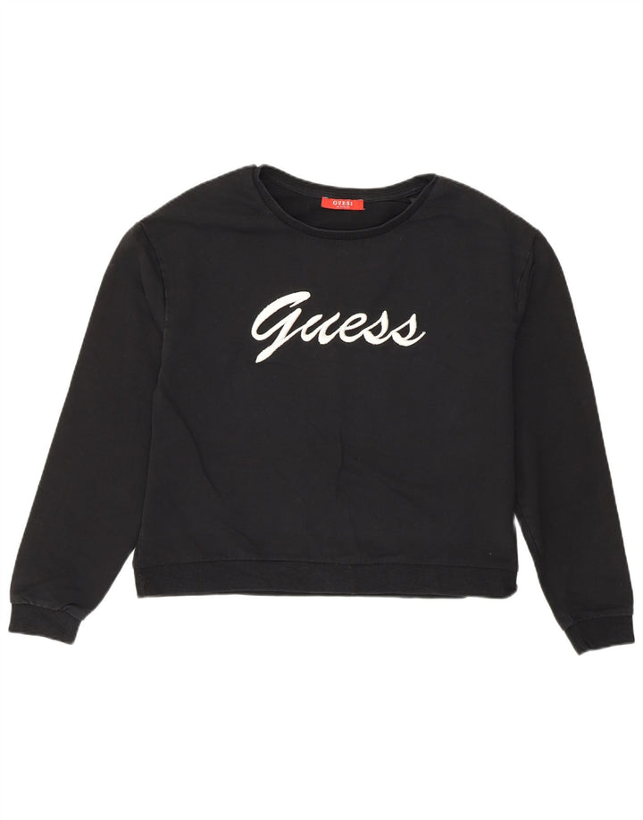 Damska bluza Guess z grafiką, UK 8, mała, czarna, bawełniana