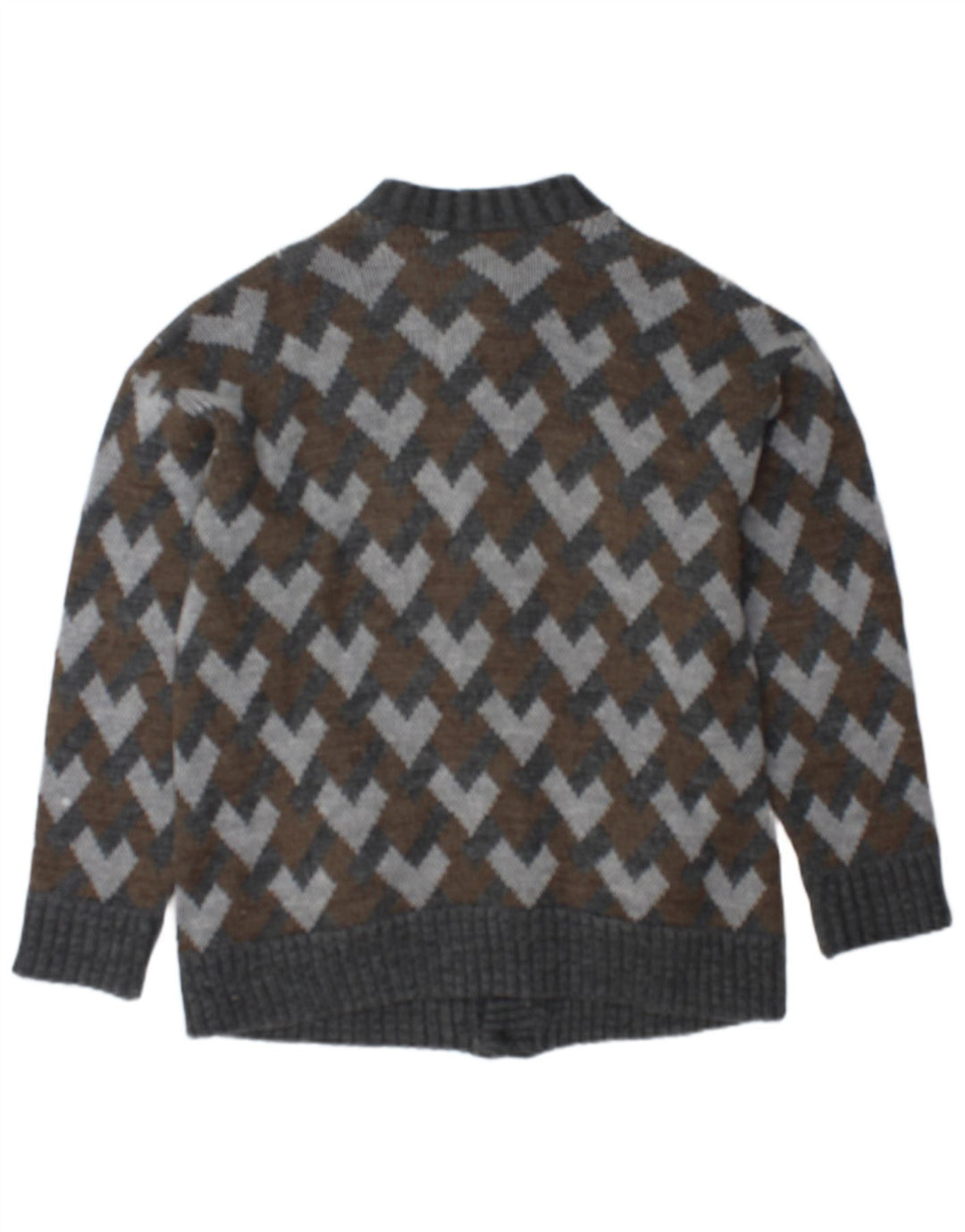Sweter męski w stylu vintage, średnioszary, geometryczny