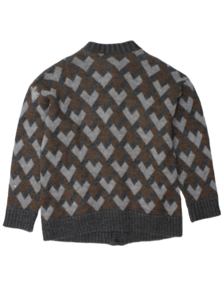Sweter męski w stylu vintage, średnioszary, geometryczny