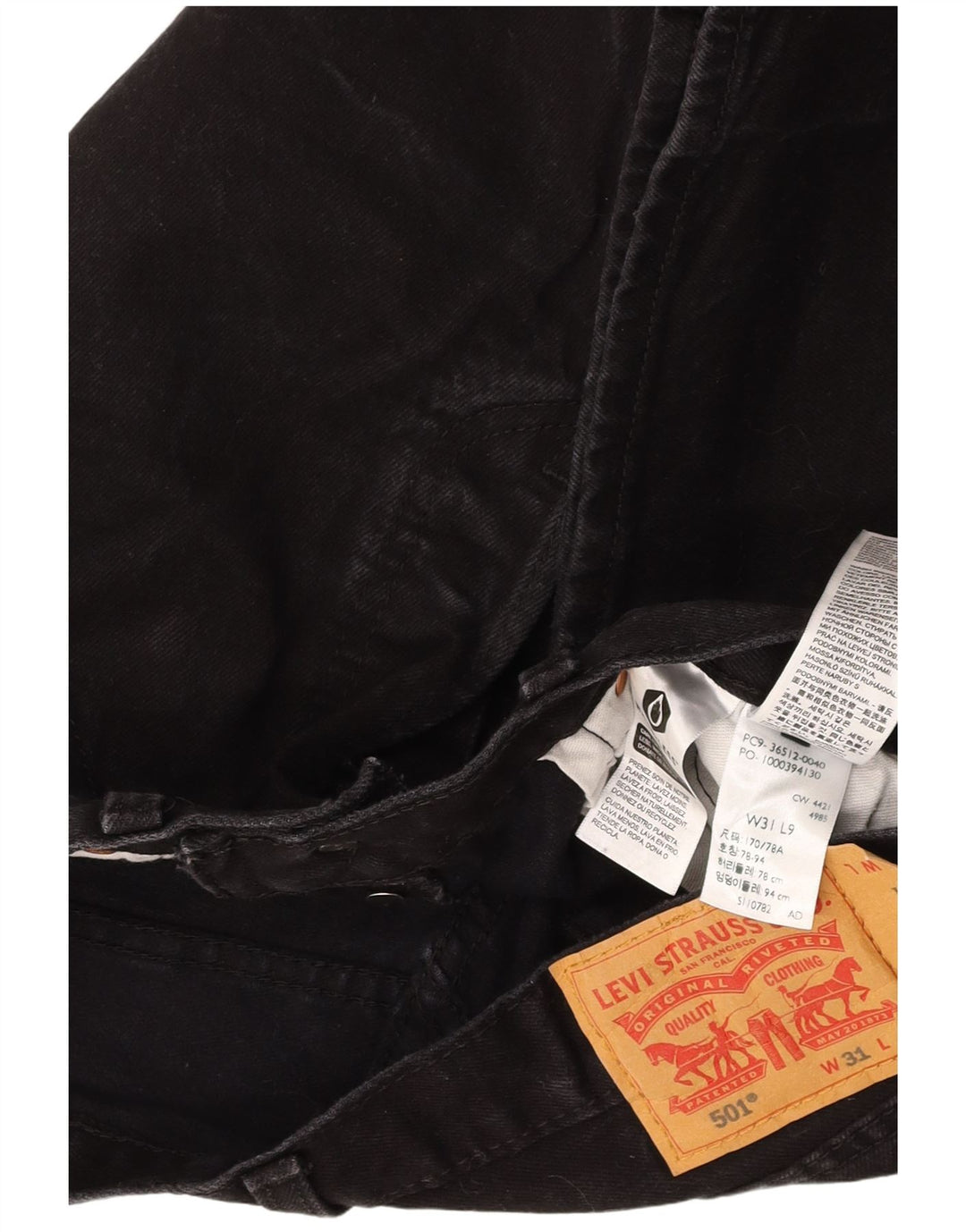 Męskie spodenki jeansowe LEVI'S 501 W31, średnia czarna bawełna