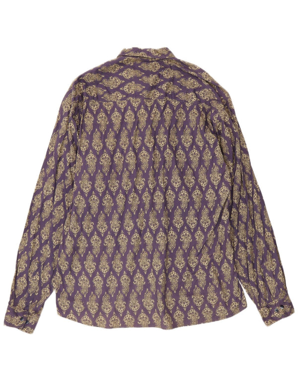 Koszula męska w stylu vintage 2XL, fioletowa, bawełniana paisley