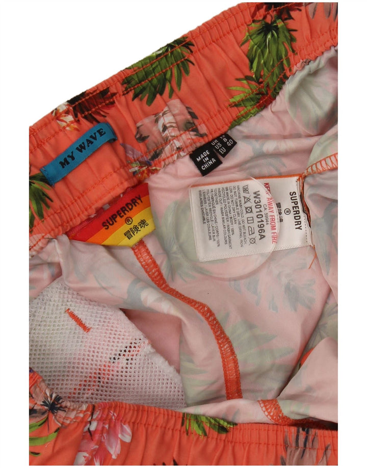 Damskie spodenki kąpielowe Superdry UK 12 Średnioróżowy poliester w kwiaty