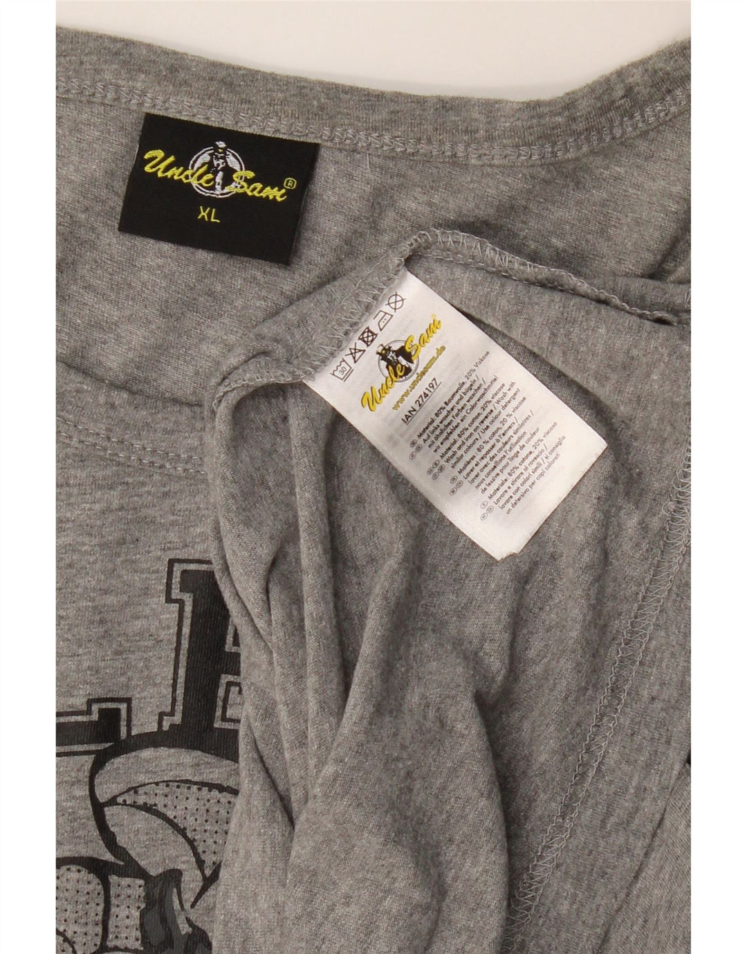 Męska kamizelka z grafiką UNCLE SAM XL, szara bawełna