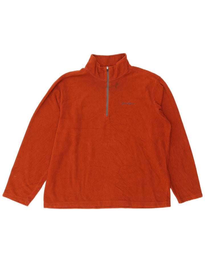 EDDIE BAUER Męski sweter polarowy z zamkiem błyskawicznym, duży, pomarańczowy poliester