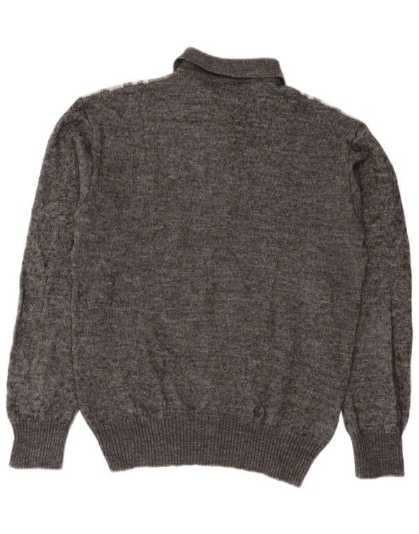 Męski sweter polo Rinaldi Średni szary Argyle/diamentowa wełna