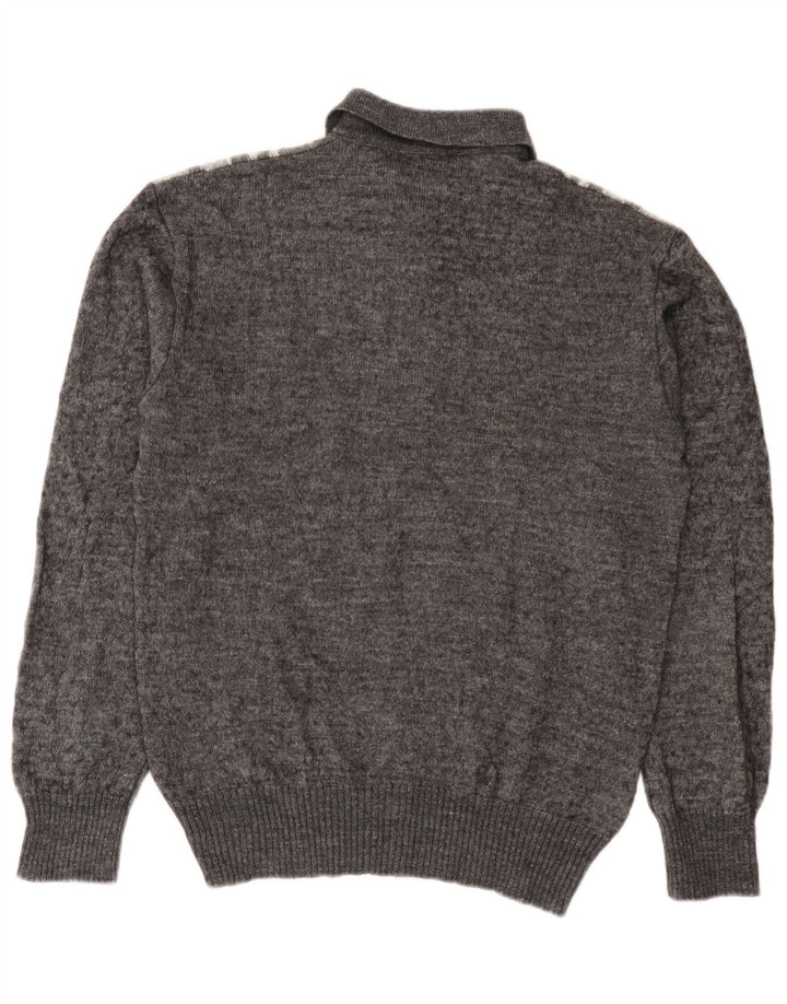 Męski sweter polo Rinaldi Średni szary Argyle/diamentowa wełna