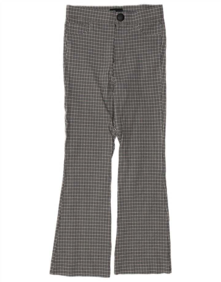 Spodnie damskie Zara Bootcut średnie W28 L26 Szara wiskoza w pepitkę