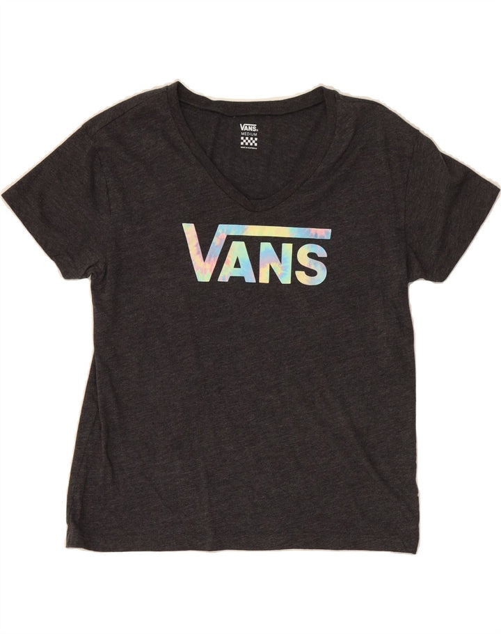 VANS Womens Graphic T-Shirt Top UK 14 Medium Black Vintage Vans and Second-Hand Vans from Messina Hembry 