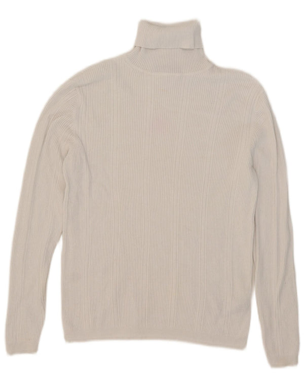 Marks & Spencer Damski sweter z golfem UK 12 Średnio-biała wiskoza
