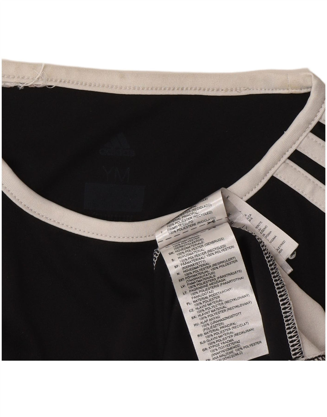 Adidas Chłopięcy T-shirt Top 11-12 lat Średni Czarny Poliester z blokami kolorów
