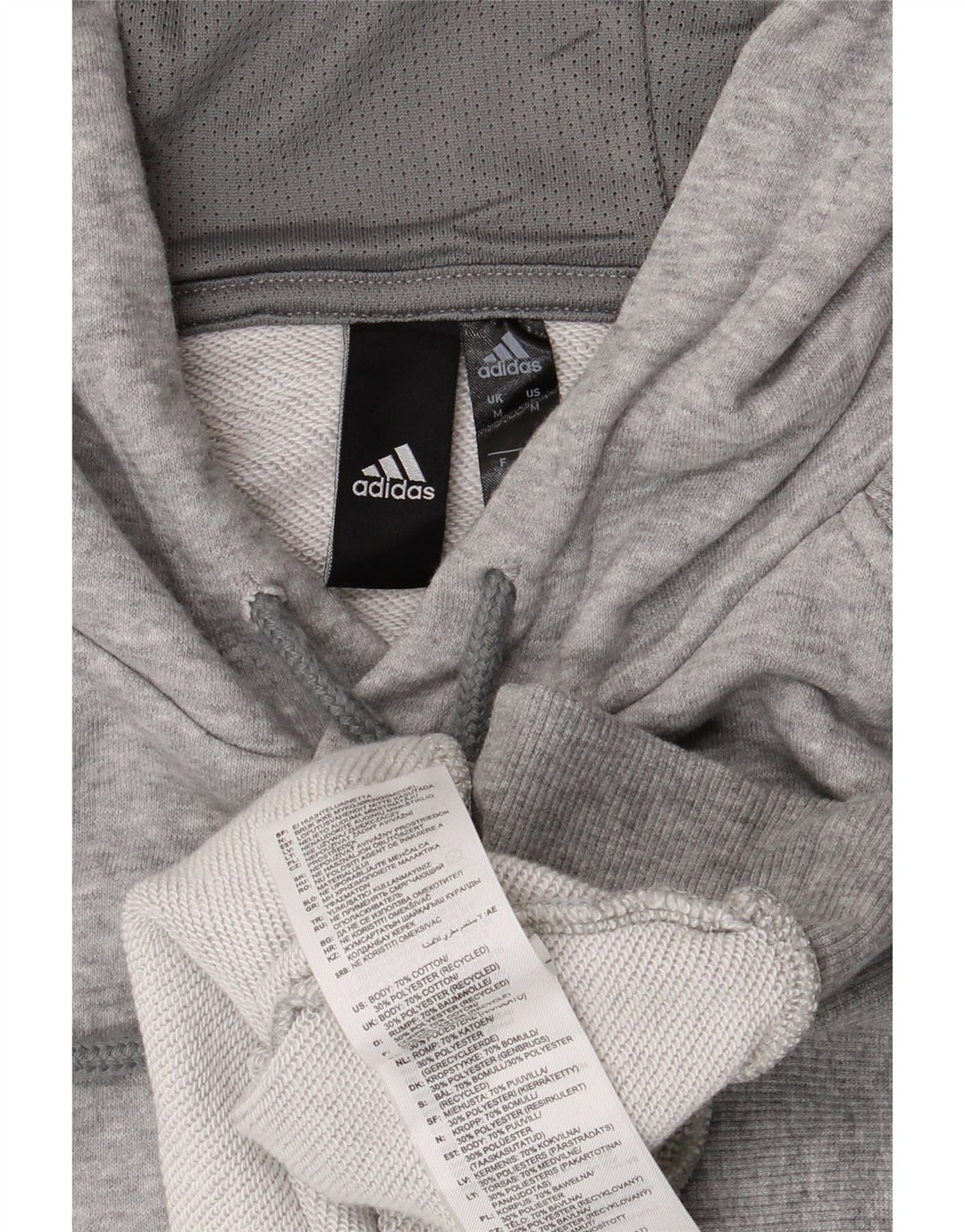 Męska bluza z kapturem Adidas, średnia, szara, bawełniana nakrapiana