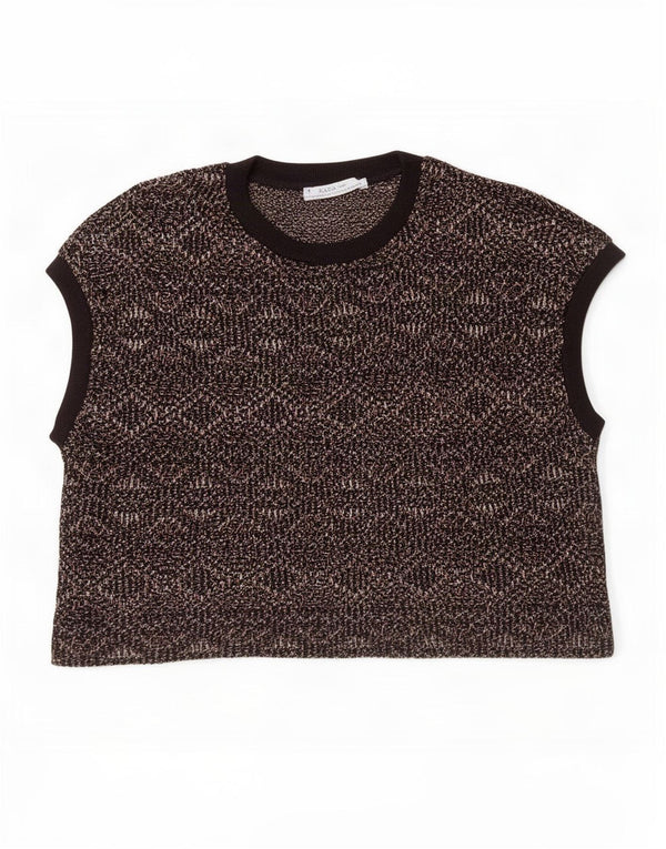 Damski krótki top Zara UK 10, mała, wielobarwna, geometryczna bawełna