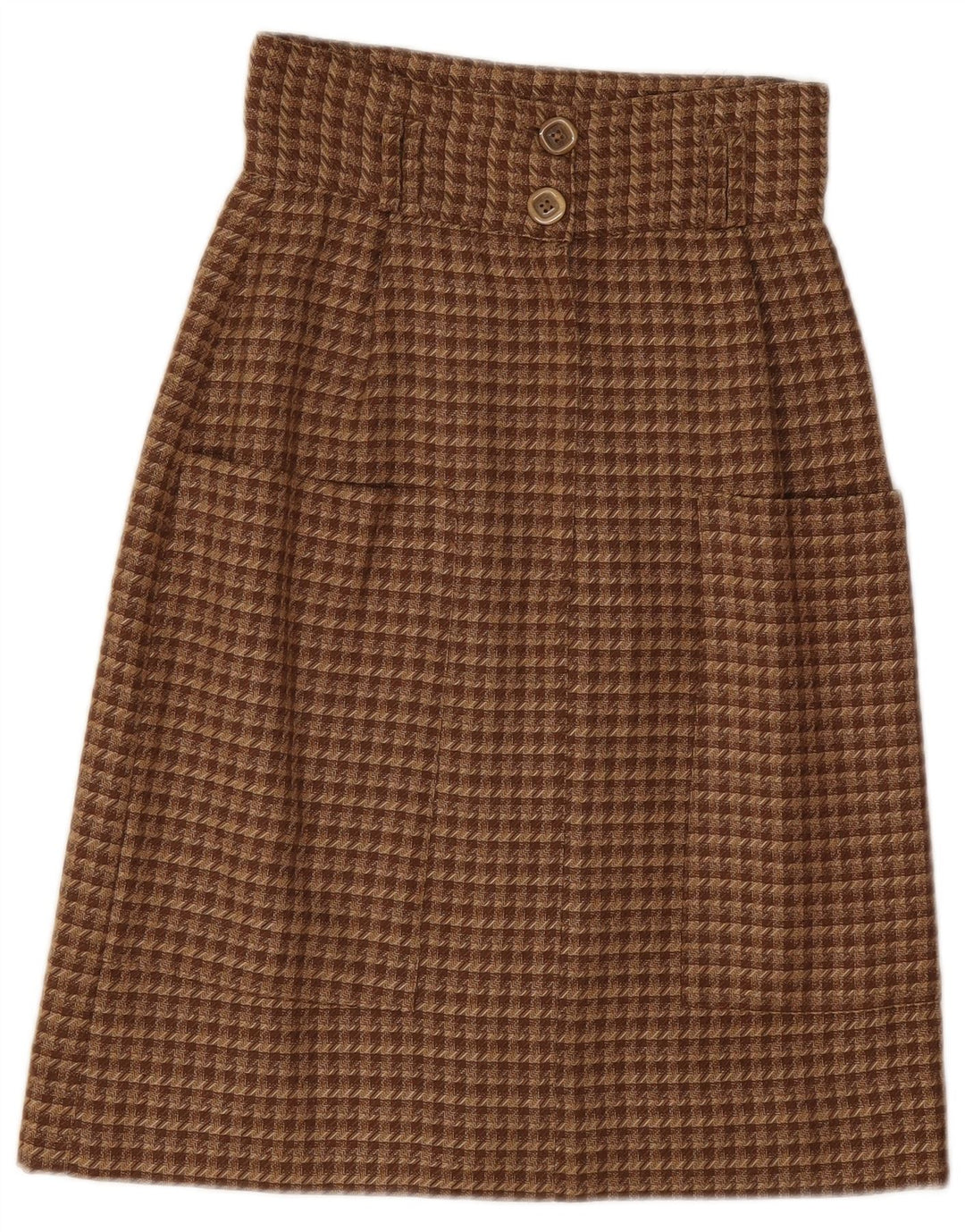 Vintage damska spódnica w kształcie litery A W24 XS brązowa pepitka