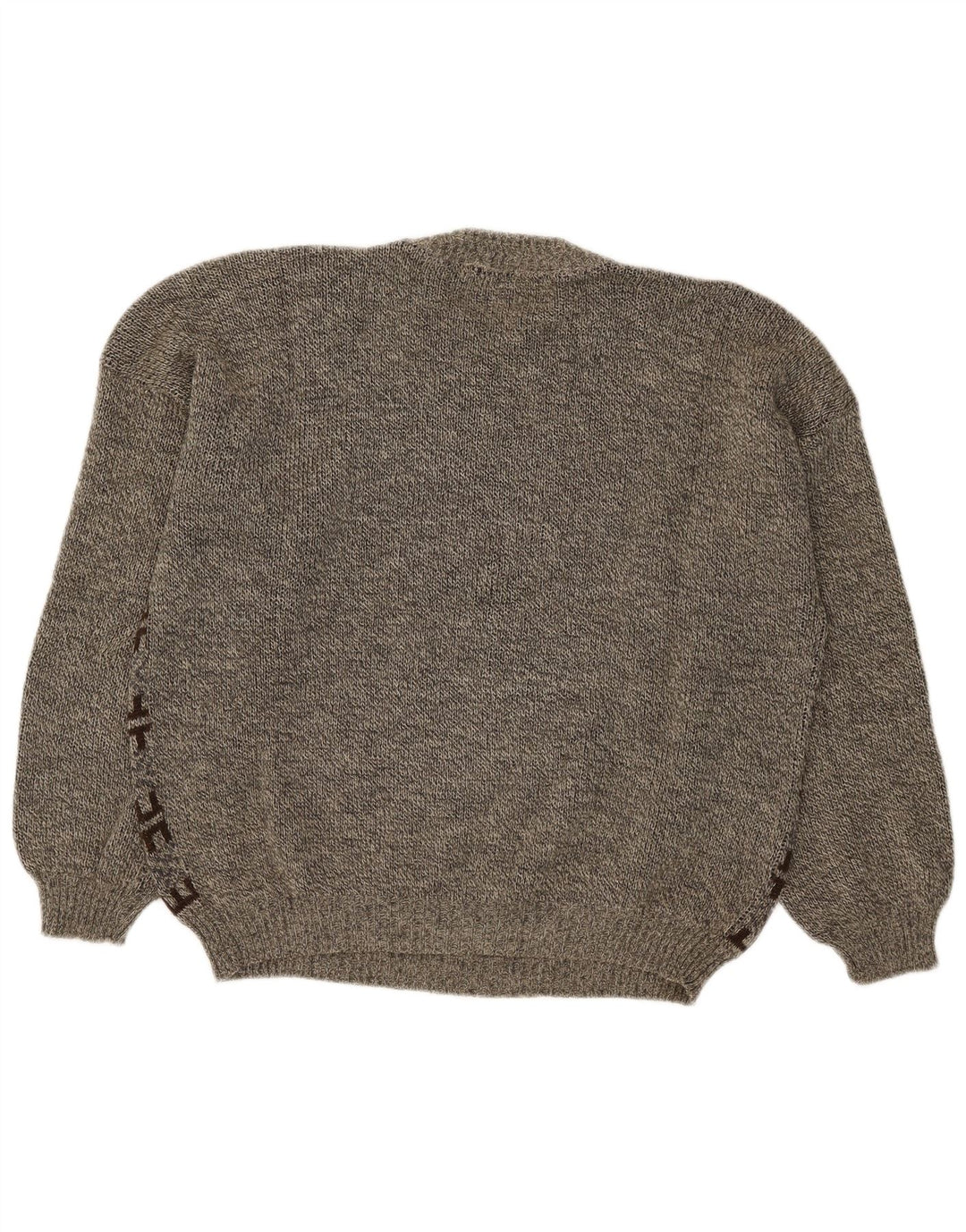 Vintage męski sweter z wycięciem pod szyją, duży, szary, geometryczny