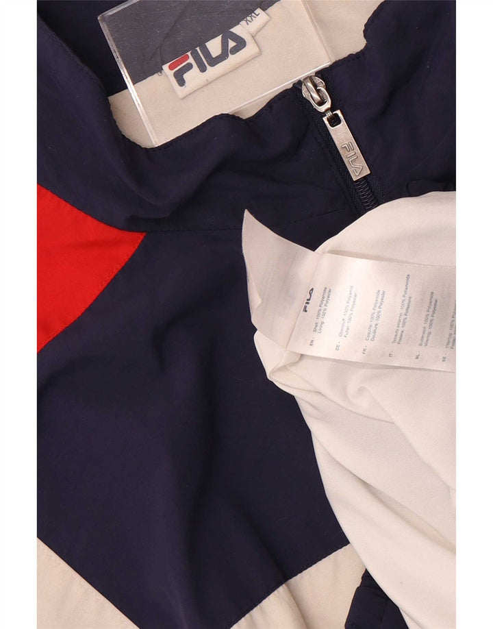 Męska kurtka dresowa Fila z grafiką, 2XL, granatowa, poliester z blokami kolorów