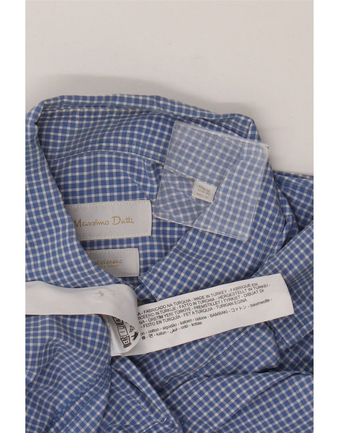 Koszula męska Massimo Dutti, bawełniana kratka w kolorze średniego niebieskiego