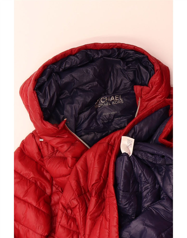 MICHAEL KORS Womens Hooded Padded Coat UK 16 Large Red Nylon Vintage Michael Kors and Second-Hand Michael Kors from Messina Hembry 