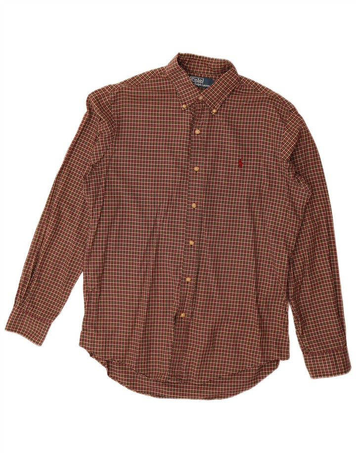 Męska koszula flanelowa Polo Ralph Lauren, bawełniana w średnią brązową kratkę